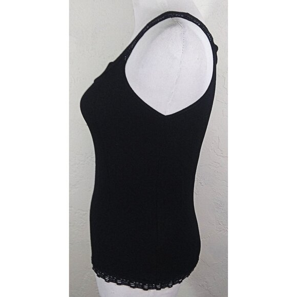 The Limited Tank Top Small Black Beaded Trim Sleeveless Cami Scoop Neck - Picture 4 of 5